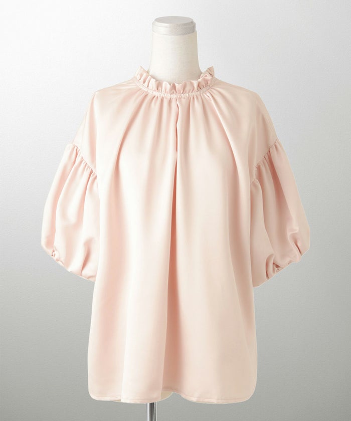 2way サテン ブラウス HUIT アイボリー/ピンク/ブラック/M/前後2way/半袖