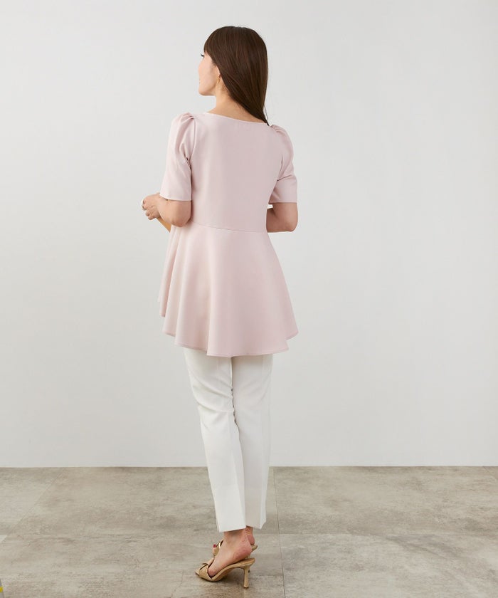 手洗い可日本製かわいい上品きれいめ大人カジュアルオフィスシンプルペプラム体型カバージョイントスペース