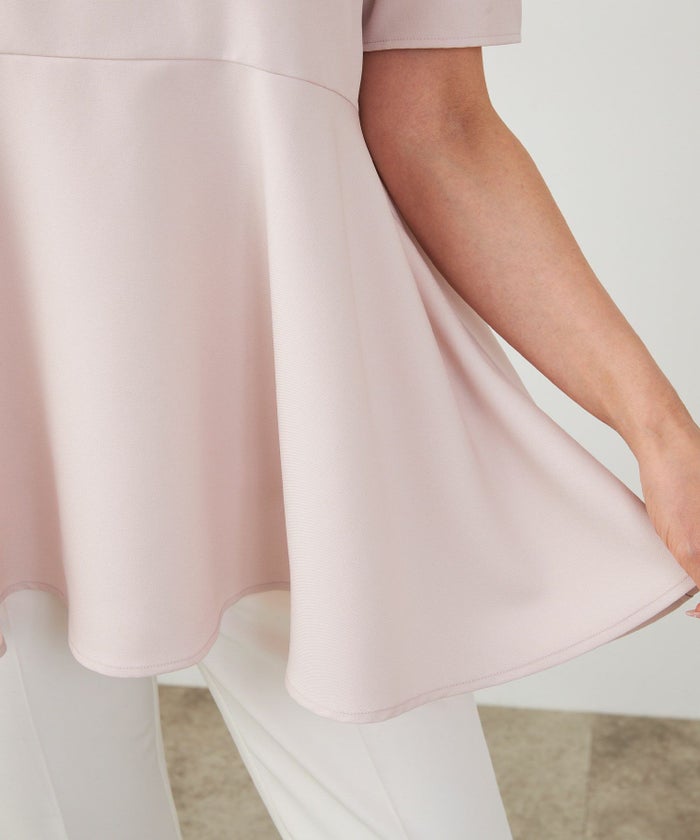 手洗い可日本製かわいい上品きれいめ大人カジュアルオフィスシンプルペプラム体型カバージョイントスペース