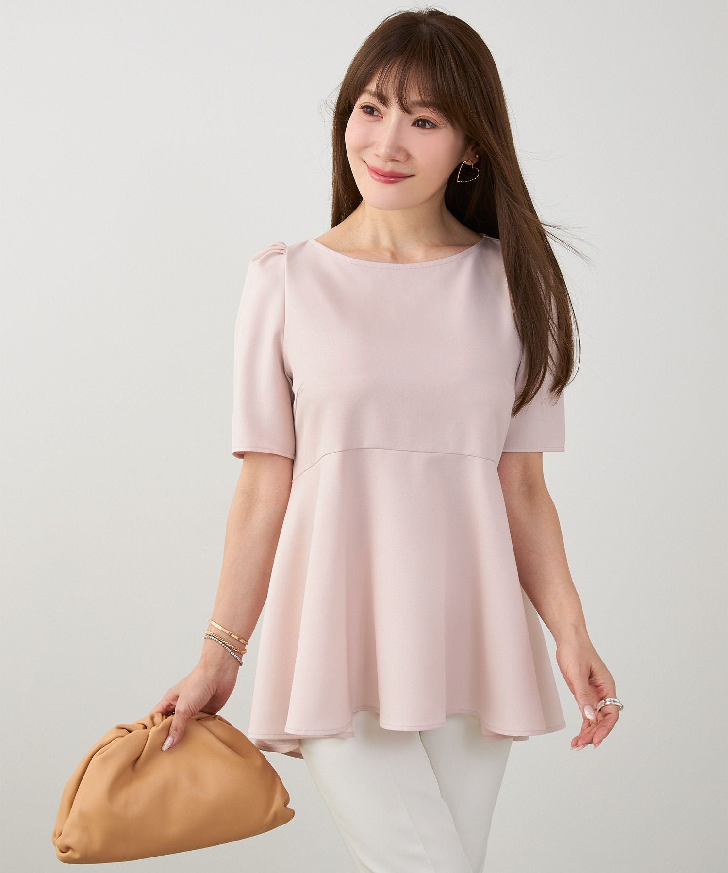 タックスリーブ 半袖 フレア ブラウス Liala×PG