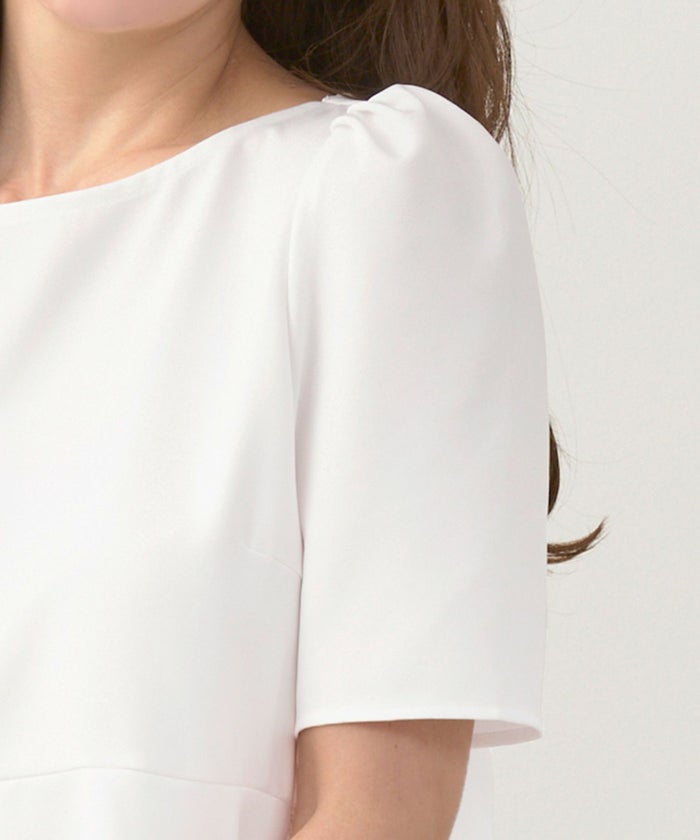 手洗い可日本製かわいい上品きれいめ大人カジュアルオフィスシンプルペプラム体型カバージョイントスペース