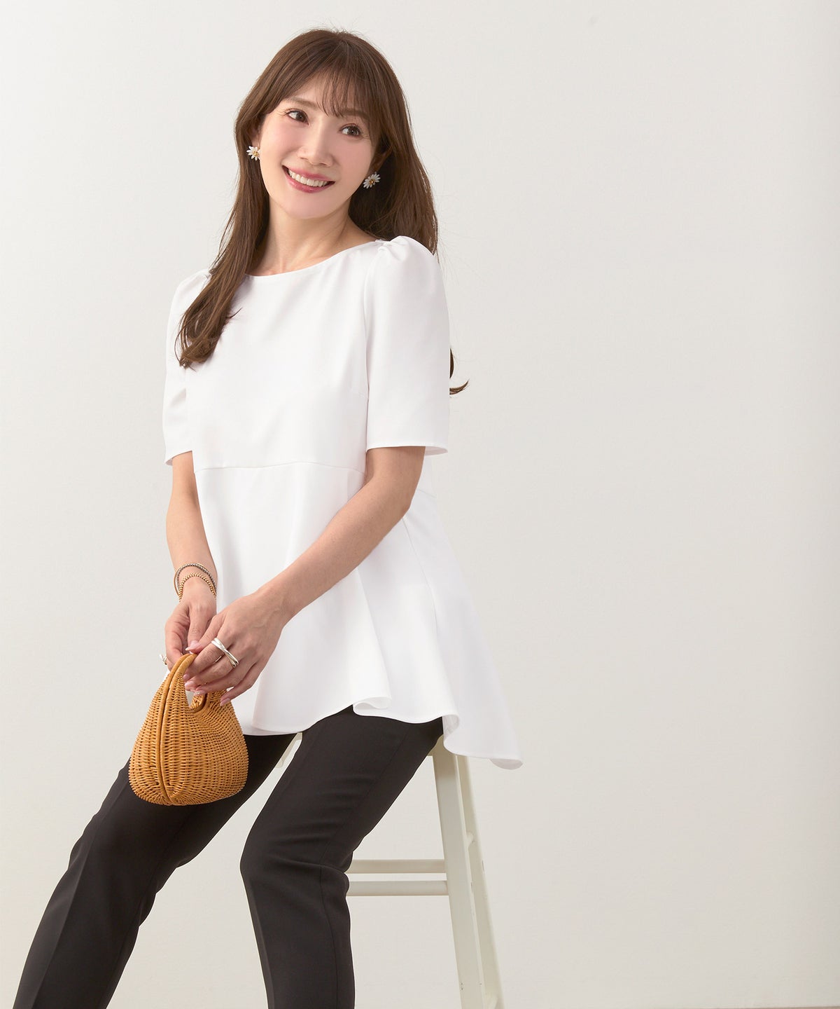 新色追加 手洗い可 日本製 上品 きれいめ 大人カジュアル オフィス シンプル 体型カバー ジョイントスペース