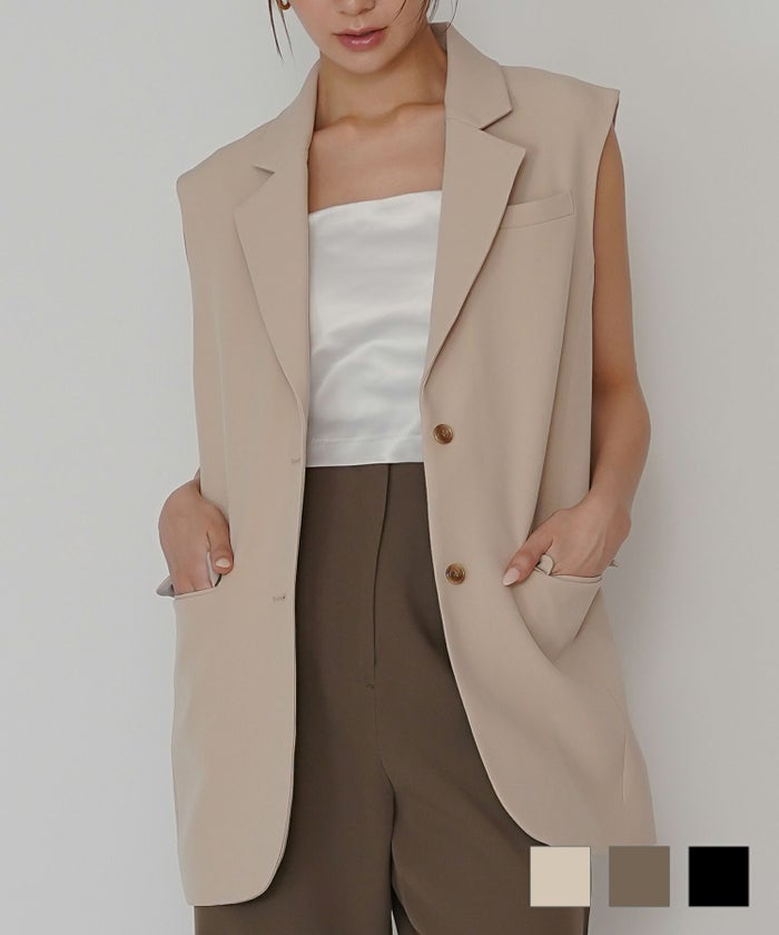 エレガント モード オーバーサイズ ディナー オフィス KINO THE KEI オーバー ショルダー ジレ KINO THE KEI