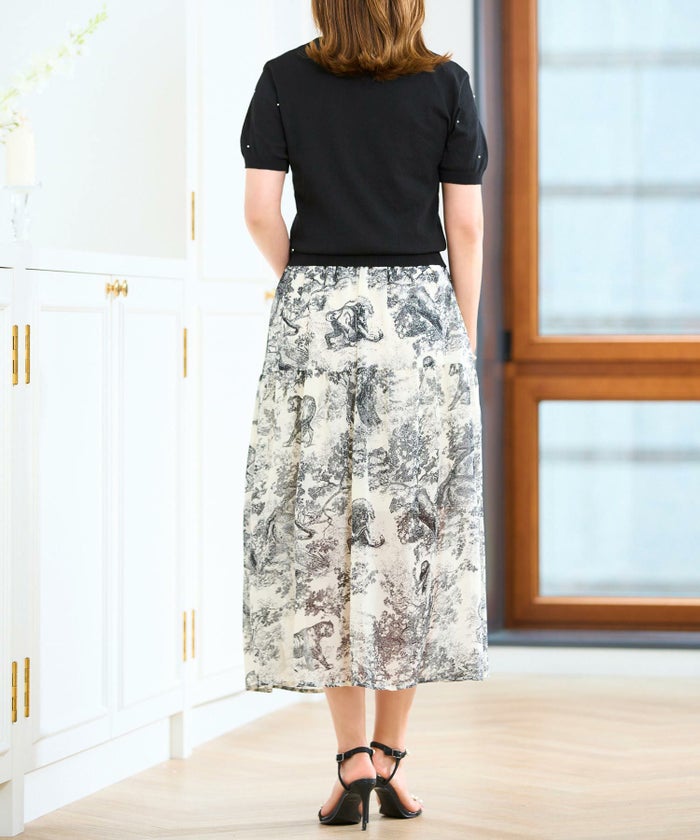 散りばめ小パールニットカーディガン半袖サマーニットホワイトブラック