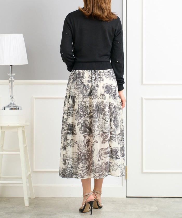 トップス ニット レディース カーディガン 長袖 パール 大人 オフィス きれいめ かわいい 秋冬 グレー 黒 ジョイントスペース