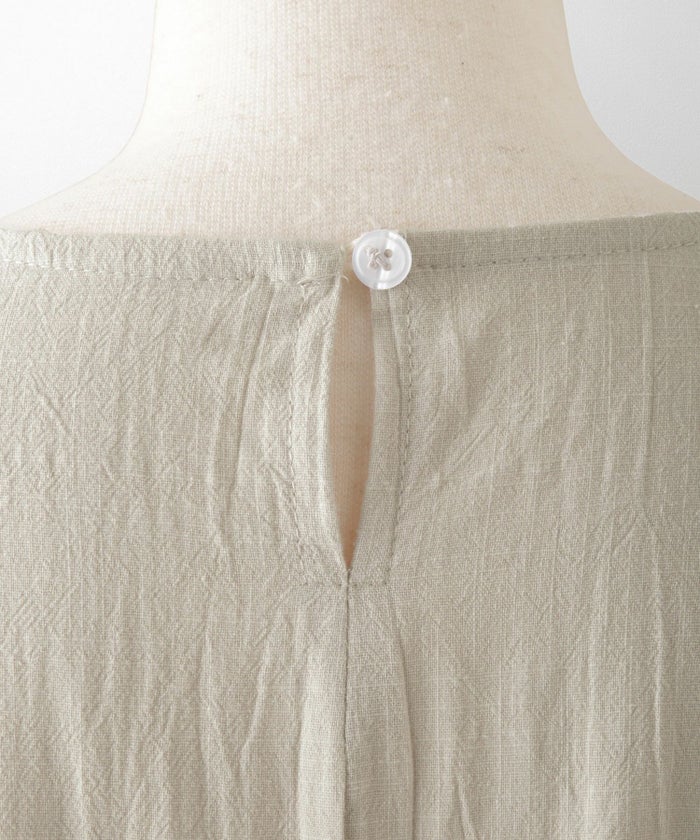 レディース 夏 サマーワンピース 麻 薄手 リボン きれいめ 洗える グリーン/ベージュ/M/半袖