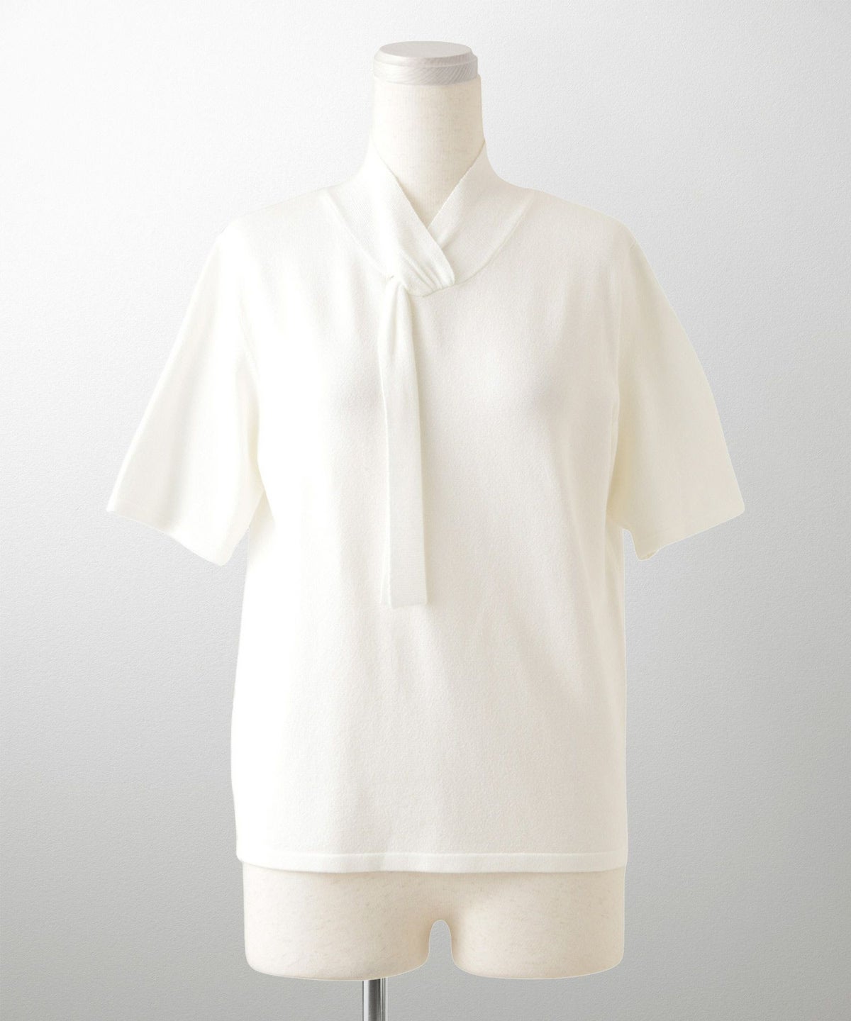 ニュアンス ボウタイ ニット レディース トップス プルオーバー サマーニット ラメ 半袖 きれいめ 上品 洗える