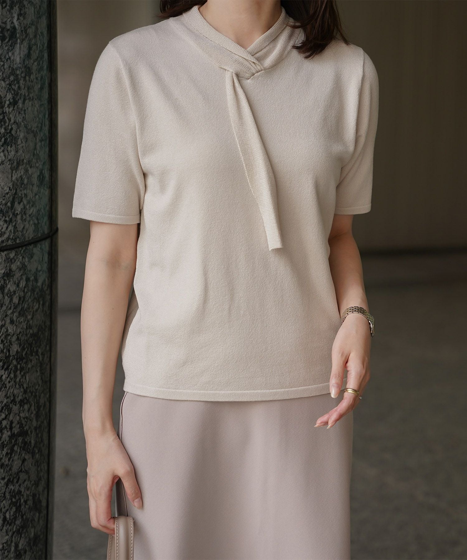 ニュアンス ボウタイ ニット トップス HUIT 全4色｜hit431-0287【1