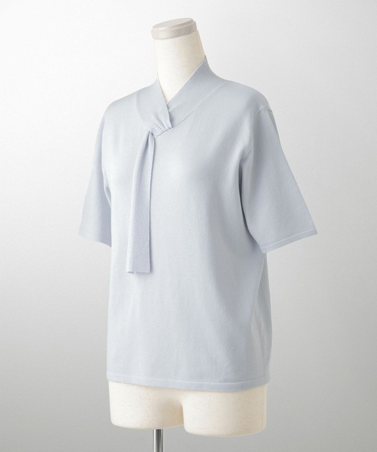 ニュアンス ボウタイ ニット レディース トップス プルオーバー サマーニット ラメ 半袖 きれいめ 上品 洗える