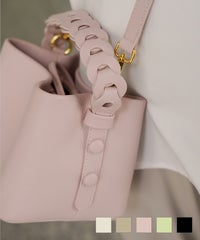 レディース バッグ きれいめ ショルダー 2way 合皮 アイボリー エトープ ピンク ピスタチオ ブラック フリー 編み込み ハンドル バッグ HUIT