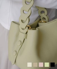 レディース バッグ きれいめ ショルダー 2way 合皮 アイボリー エトープ ピンク ピスタチオ ブラック フリー 編み込み ハンドル バッグ HUIT