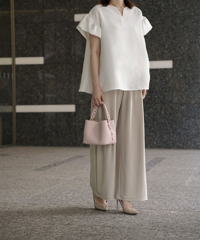 レディース バッグ きれいめ ショルダー 2way 合皮 アイボリー/エトープ/ピンク/ピスタチオ/ブラック/フリー