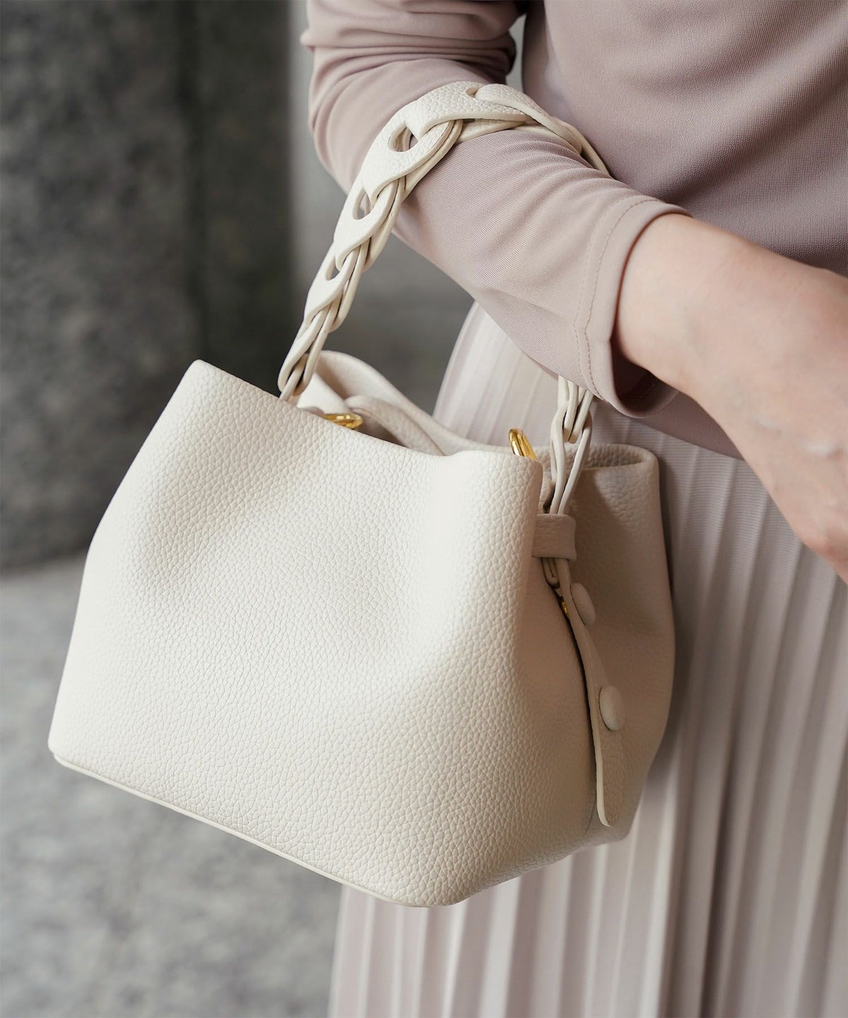 レディース バッグ きれいめ ショルダー 2way 合皮 アイボリー/エトープ/ピンク/ピスタチオ/ブラック/フリー