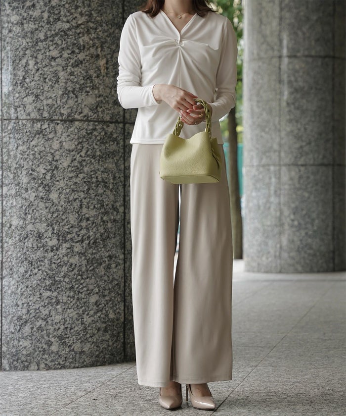 レディース バッグ きれいめ ショルダー 2way 合皮 アイボリー/エトープ/ピンク/ピスタチオ/ブラック/フリー