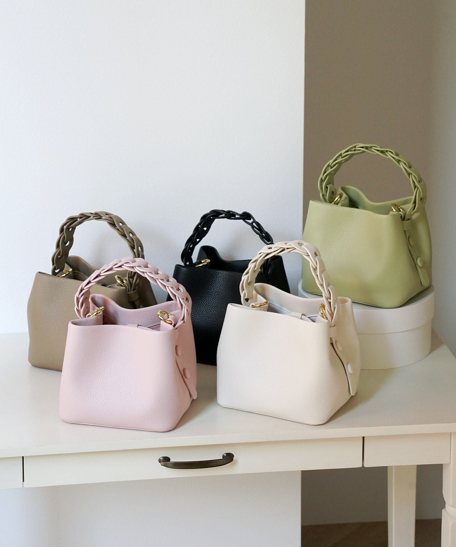 編み込み ハンドル バッグ HUIT 全5色｜hit972-0290【2】 - ミニバッグ