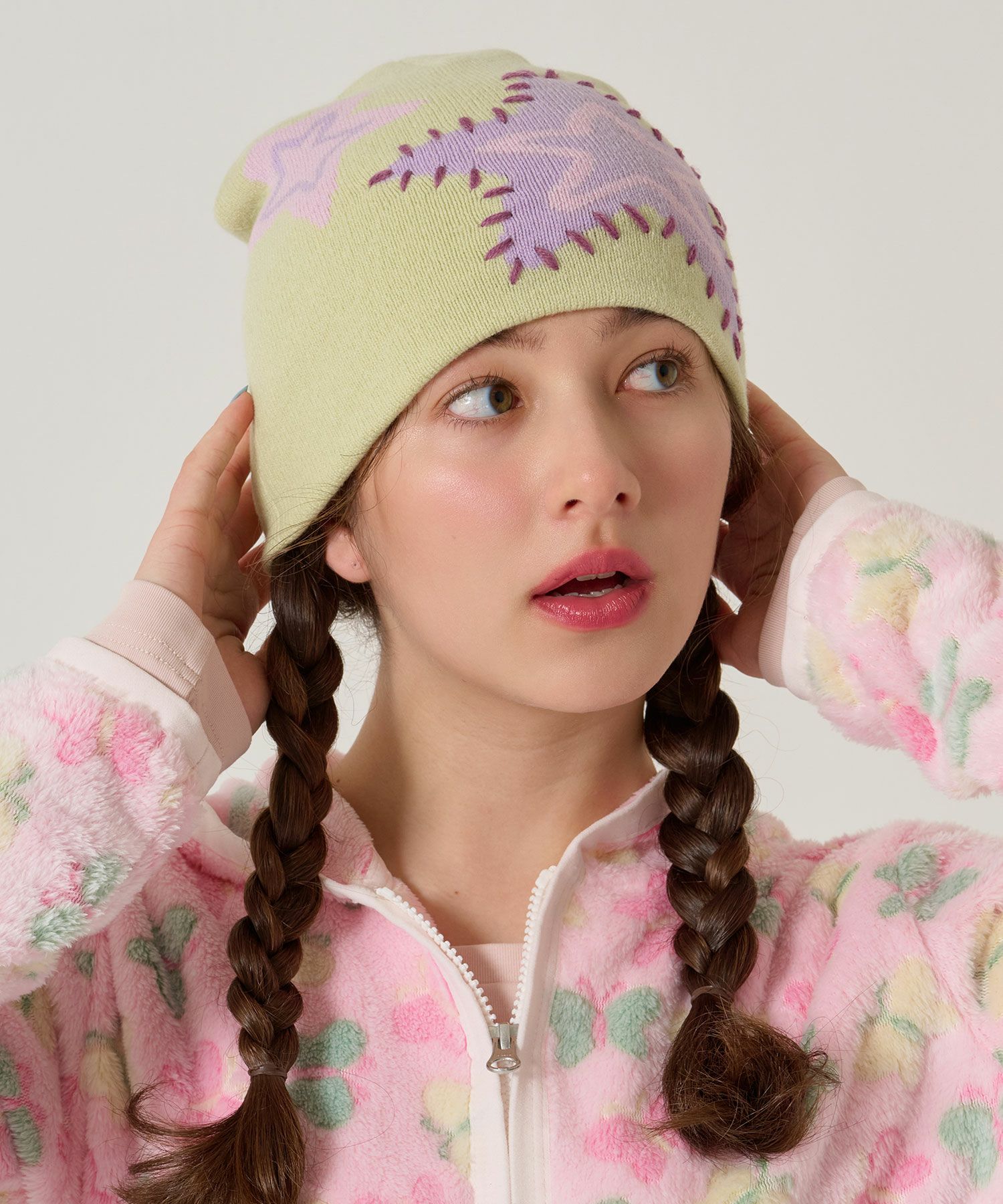 ステッチ入り オリジナル柄 ビーニー TINA：JOJUN 全3色｜tnj934-1129