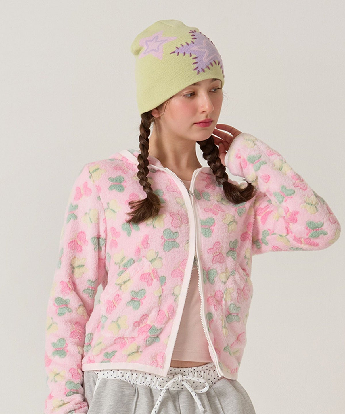 ビーニー/ステッチ/グレー