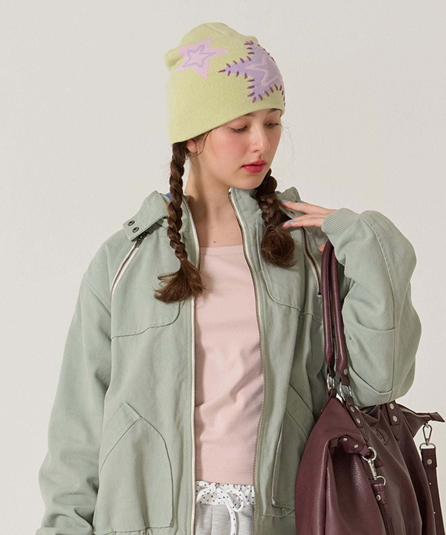 ステッチ入り オリジナル柄 ビーニー TINA：JOJUN 全3色｜tnj934-1129