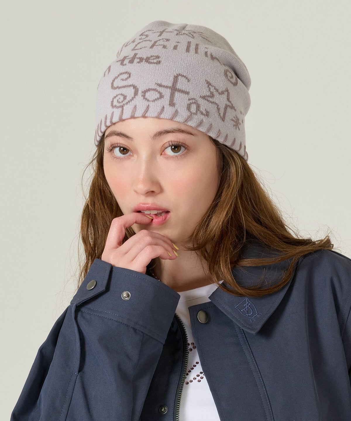 ビーニー/ステッチ/グレー