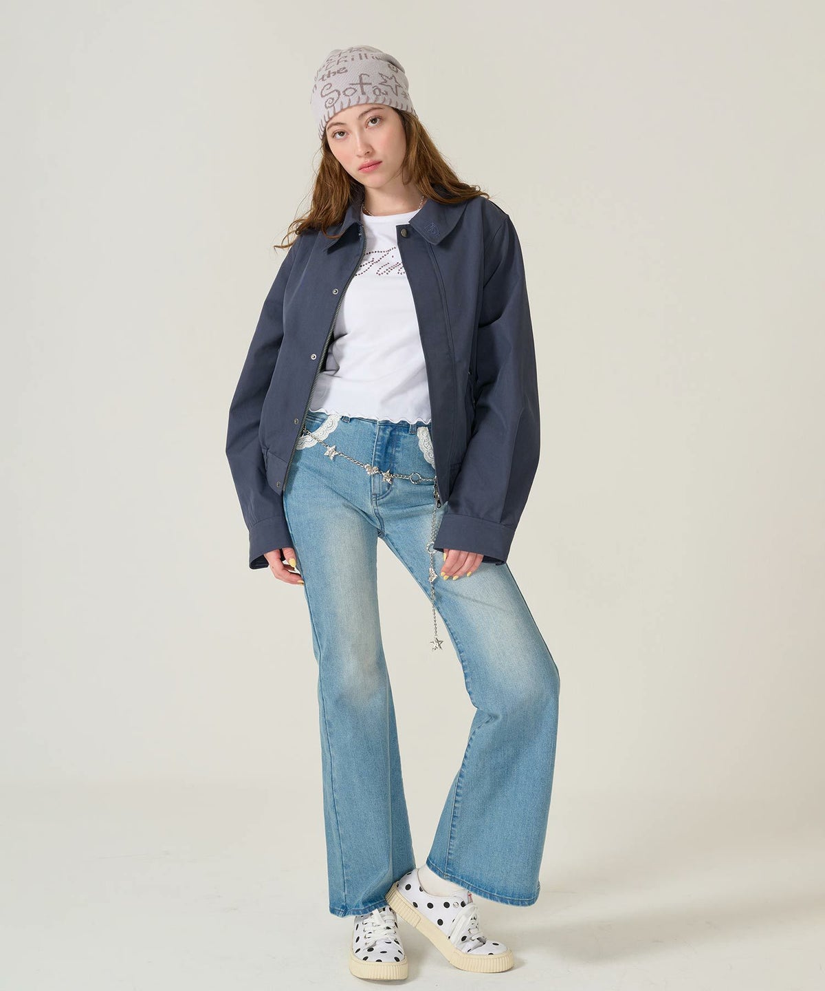 ビーニー/ステッチ/グレー