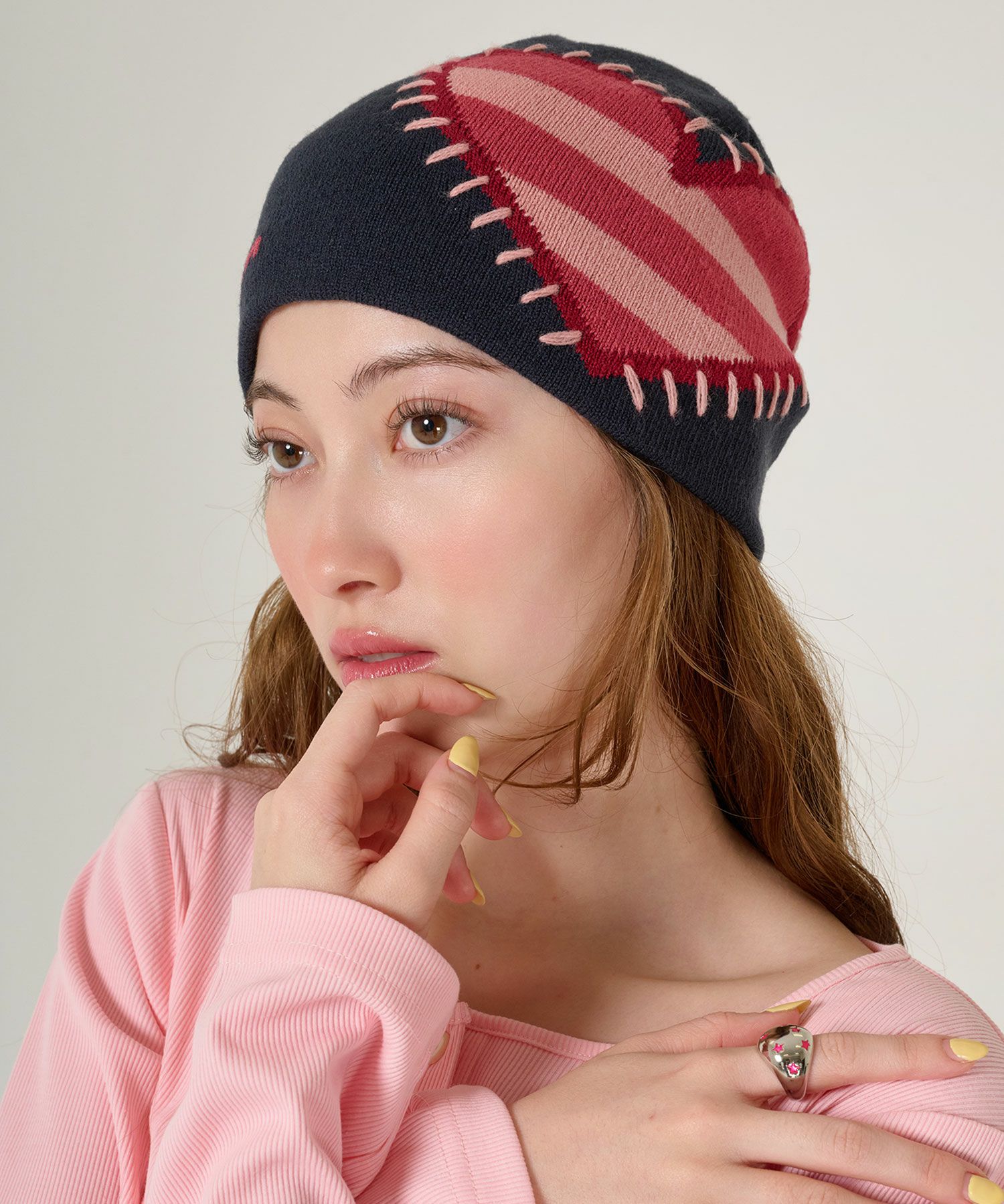 ステッチ入り オリジナル柄 ビーニー TINA：JOJUN 全3色｜tnj934-1129