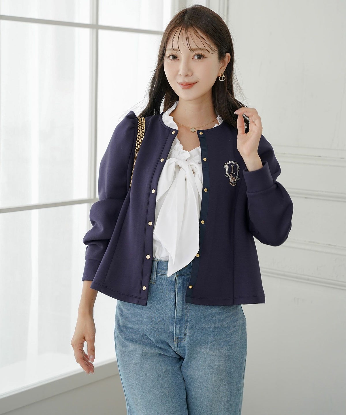 レデイースブラウストップスボウタイリボンドロスト半袖フレアスリーブバタフライスリーブ春夏フレアAラインホワイトネイビー上品綺麗めカジュアルフェミニン