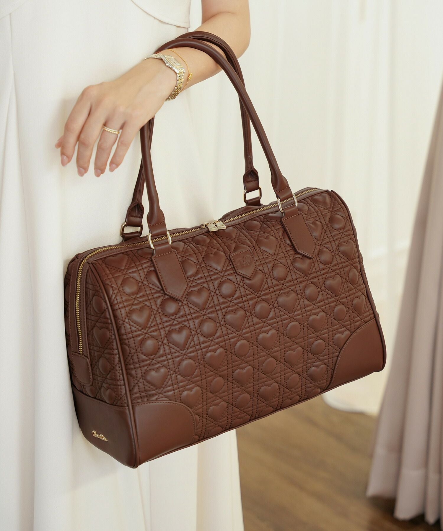 オリジナル ハートキルティング クラシック ボストン バッグ le reve vaniller