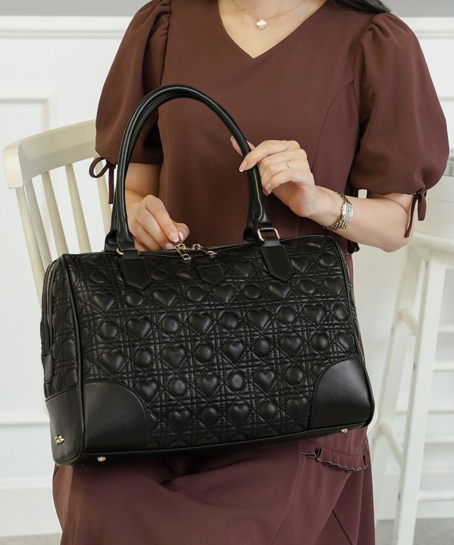 オリジナル ハートキルティング クラシック ボストン バッグ le reve