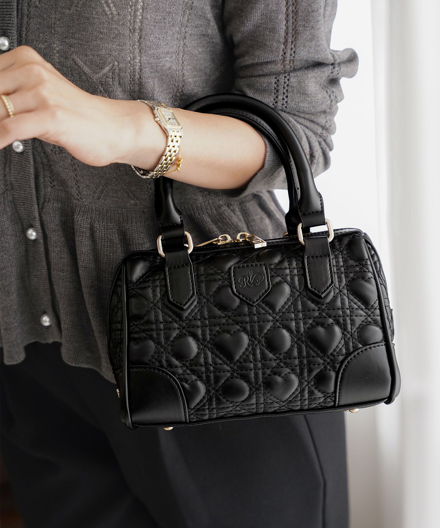 オリジナル ハートキルティング ミニ クラシックボストン バッグ le