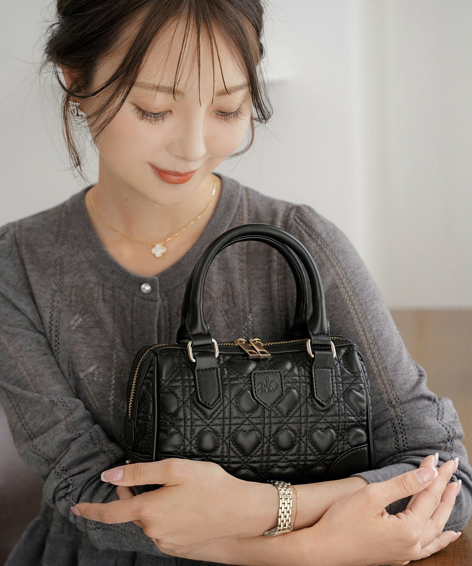 オリジナル ハートキルティング ミニ クラシックボストン バッグ le