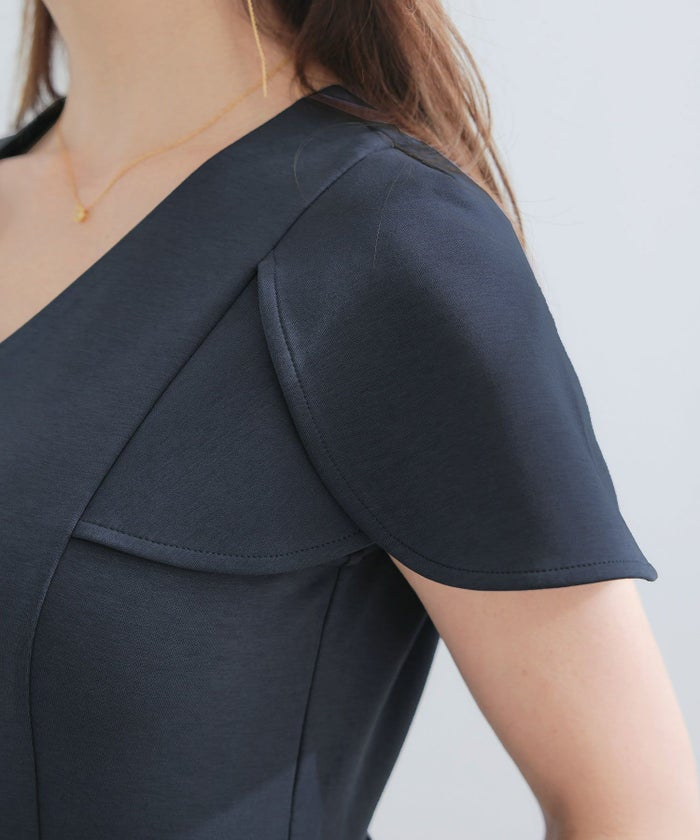 手洗い可かわいい上品きれいめ大人カジュアルシンプル体型カバーリラックスVネックジョイントスペース