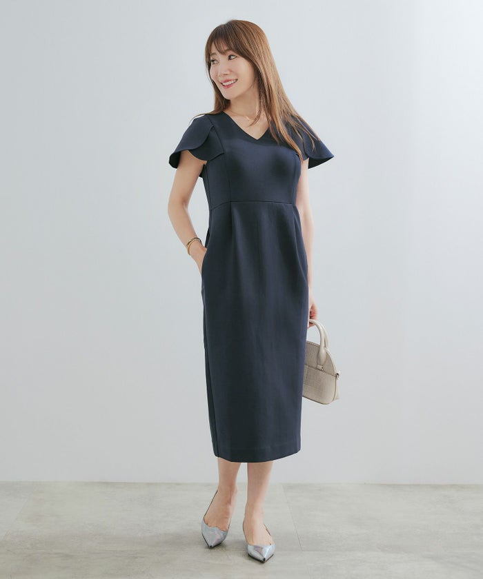 手洗い可かわいい上品きれいめ大人カジュアルシンプル体型カバーリラックスVネックジョイントスペース