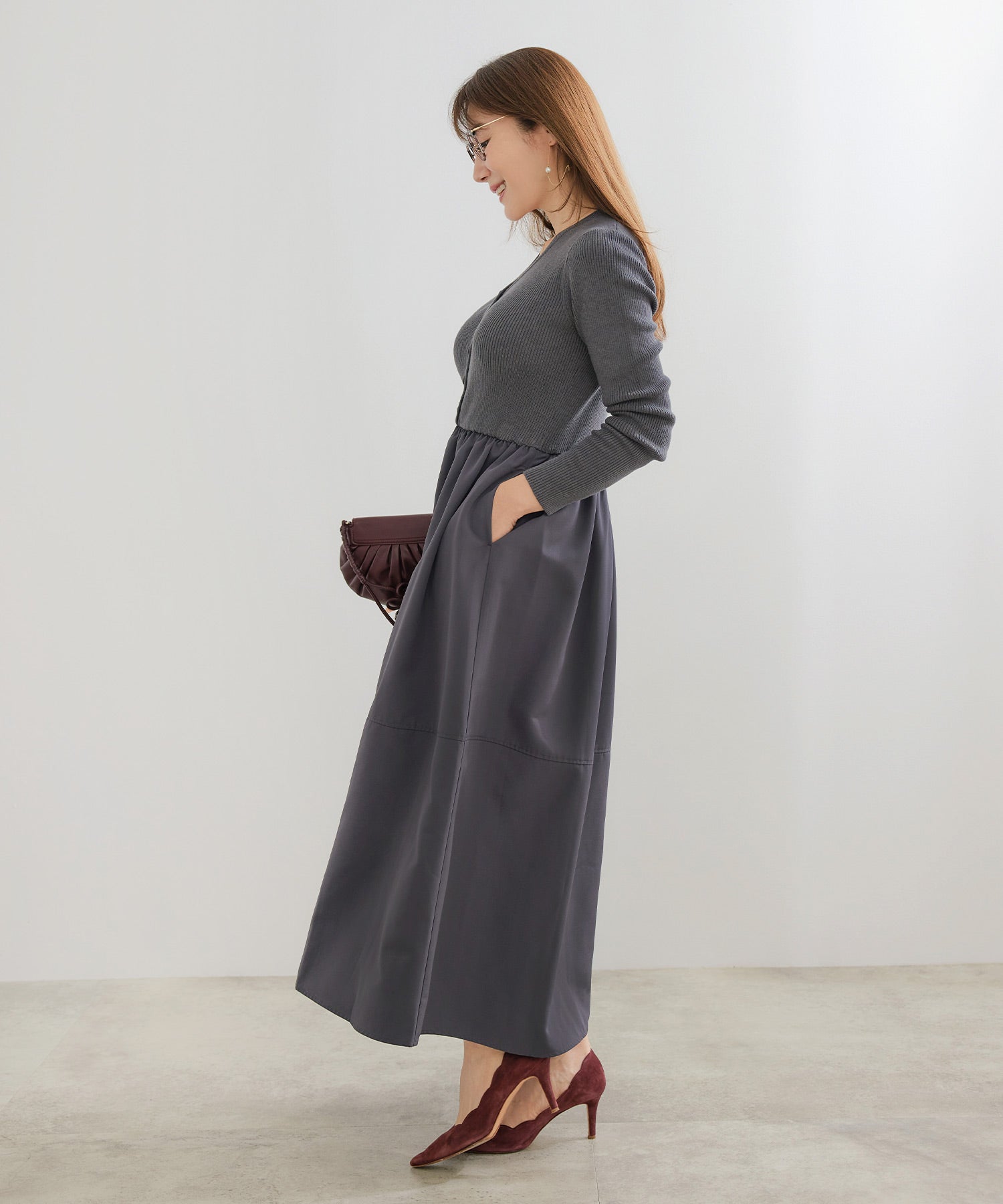 ニット ドッキング ワンピース Liala×PG 全3色｜lpg331-2157【2
