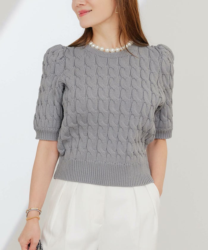 手洗い可かわいい上品きれいめ大人カジュアルシンプルパフスリーブオフィスジョイントスペース