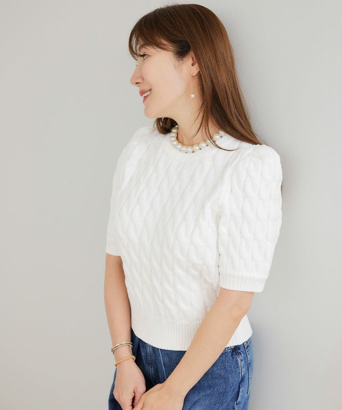 手洗い可かわいい上品きれいめ大人カジュアルシンプルパフスリーブオフィスジョイントスペース