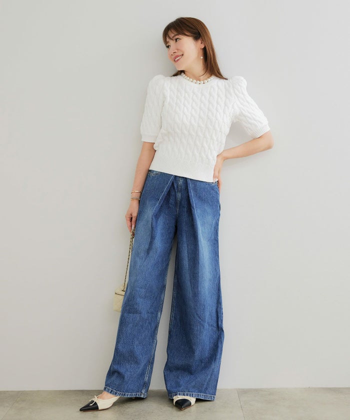 手洗い可かわいい上品きれいめ大人カジュアルシンプルパフスリーブオフィスジョイントスペース