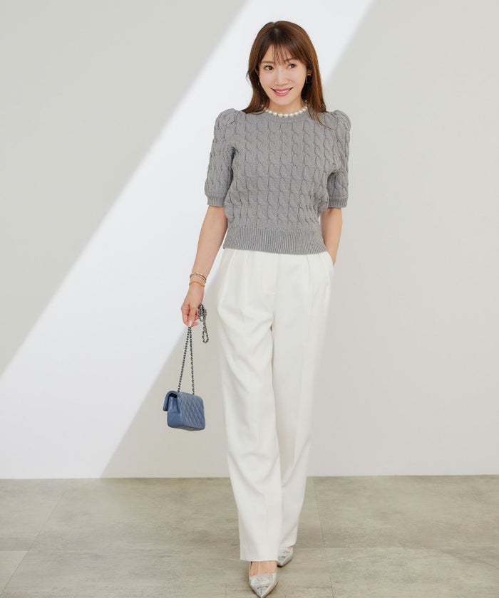 手洗い可かわいい上品きれいめ大人カジュアルシンプルパフスリーブオフィスジョイントスペース