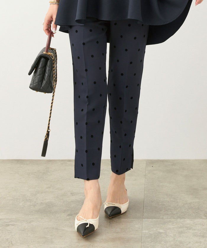 手洗い可上品きれいめ大人カジュアル柄オフィスフォーマルオケージョン美脚ウエストゴムジョイントスペース