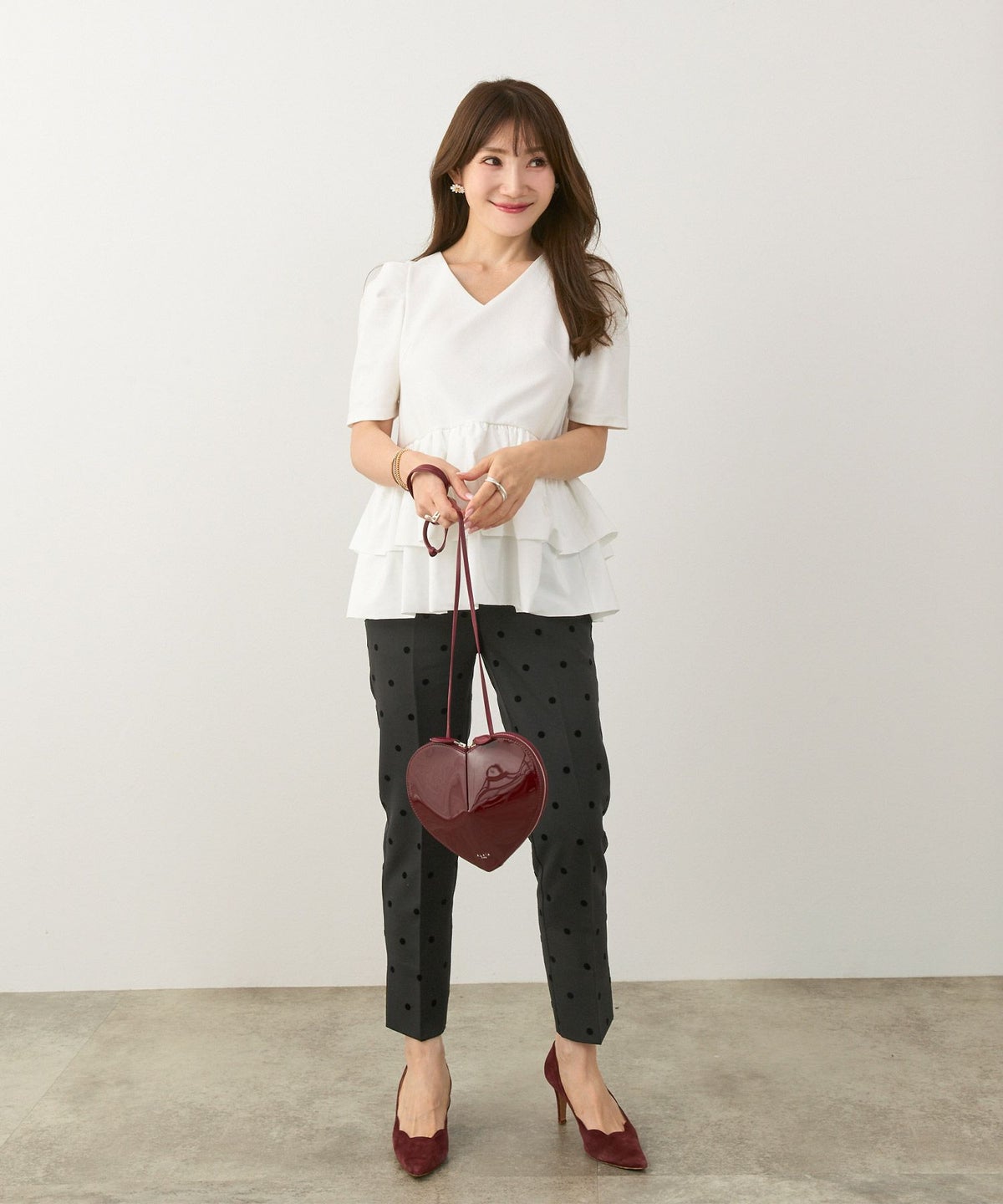 手洗い可上品きれいめ大人カジュアル柄オフィスフォーマルオケージョン美脚ウエストゴムジョイントスペース