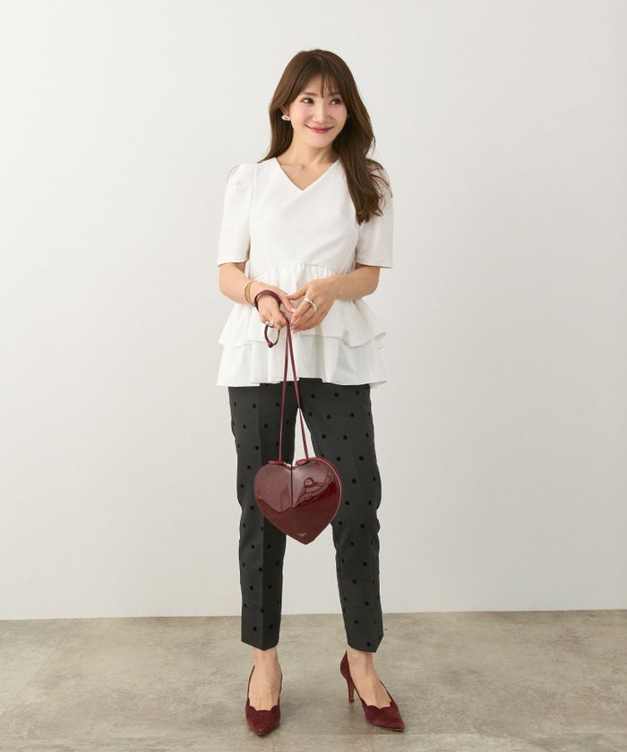 手洗い可上品きれいめ大人カジュアル柄オフィスフォーマルオケージョン美脚ウエストゴムジョイントスペース