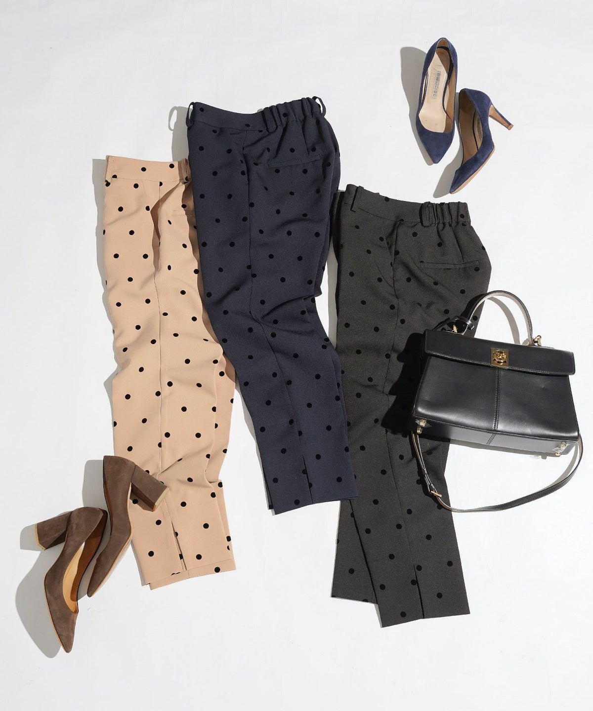 手洗い可上品きれいめ大人カジュアル柄オフィスフォーマルオケージョン美脚ウエストゴムジョイントスペース