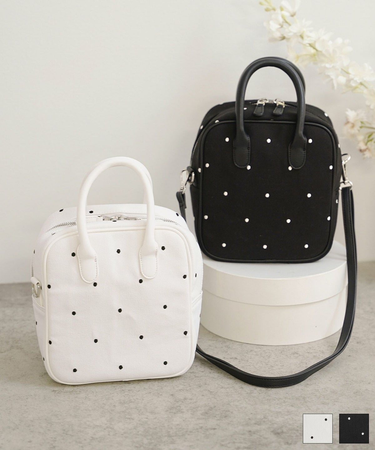 サブバッグ 華やか 上品 きれいめ 可愛い 柄 ショルダーバッグ ジョイントスペース キャンバス地 ドット 刺しゅう バッグ Liala×PG