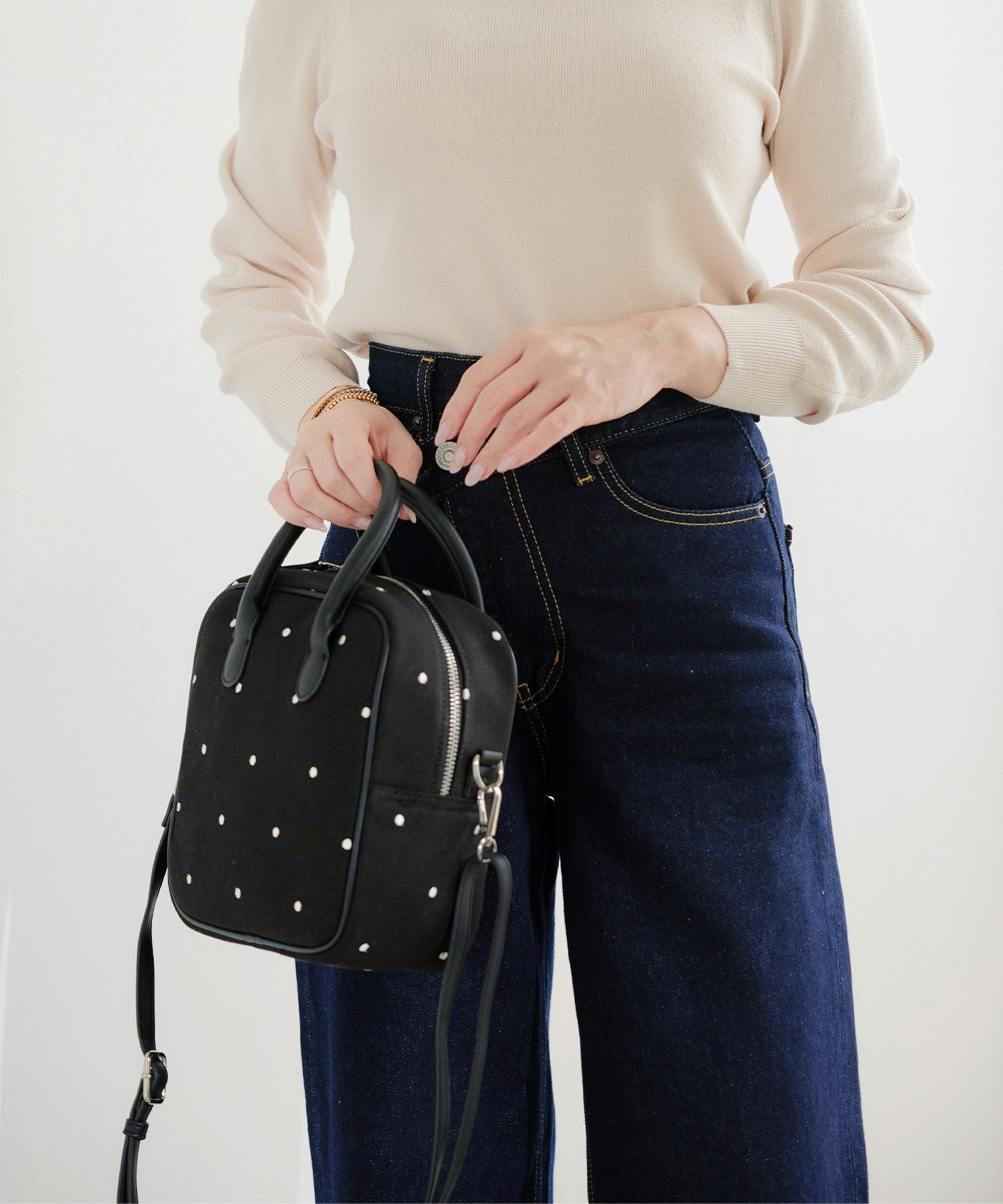 キャンバス地 ドット 刺しゅう バッグ Liala×PG