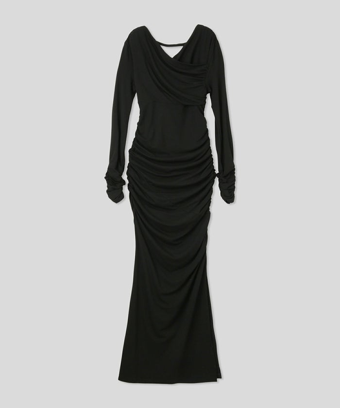 オフショル シャーリング ギャザー ワンピース KINO THE KEI 全4色｜ktk331-0100【1】