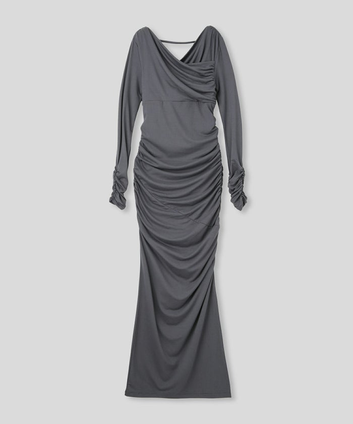 オフショル シャーリング ギャザー ワンピース KINO THE KEI 全4色｜ktk331-0100【1】