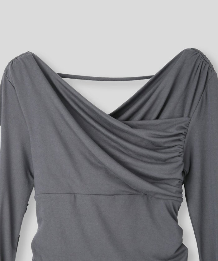 オフショル シャーリング ギャザー ワンピース KINO THE KEI 全4色｜ktk331-0100【1】