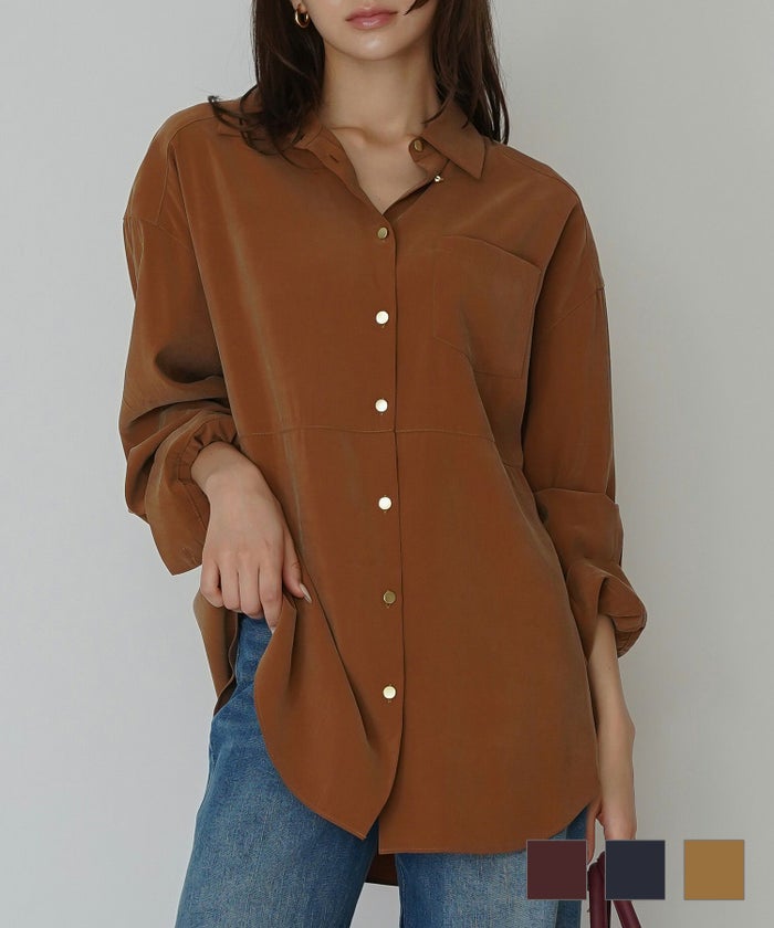 ウエスタン キュプラ シャツジャケット お仕事 オフィス 羽織 スエード オーバーサイズ KINO THE KEI リヨセル シャツ ジャケット KINO THE KEI