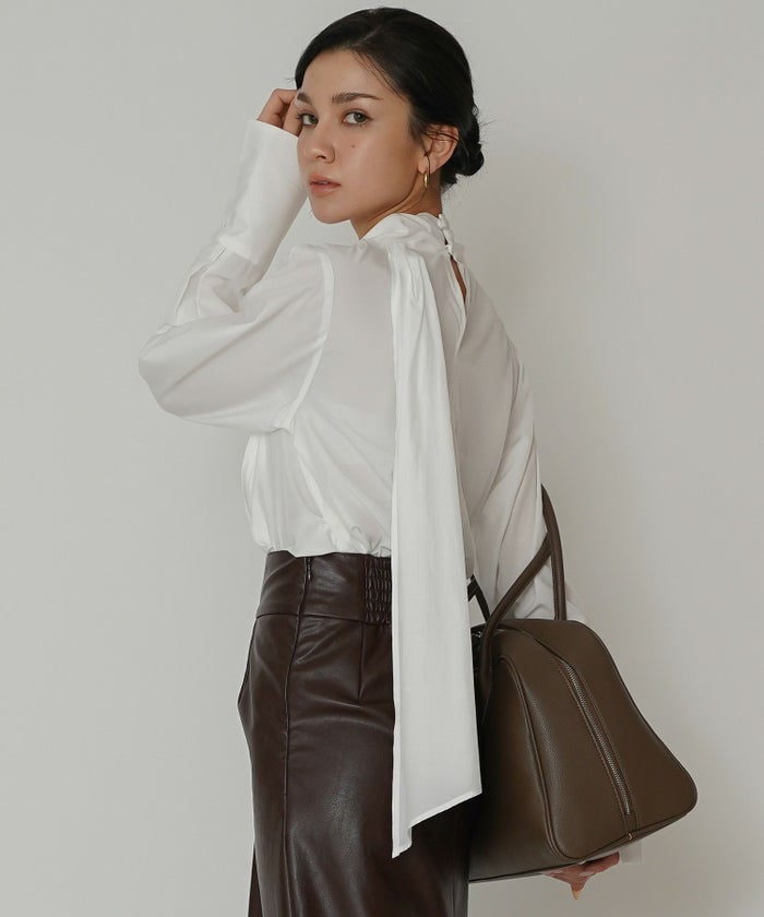 ドレープ ボウタイ 2WAY ブラウス KINO THE KEI 全3色｜ktk831-0105【1】