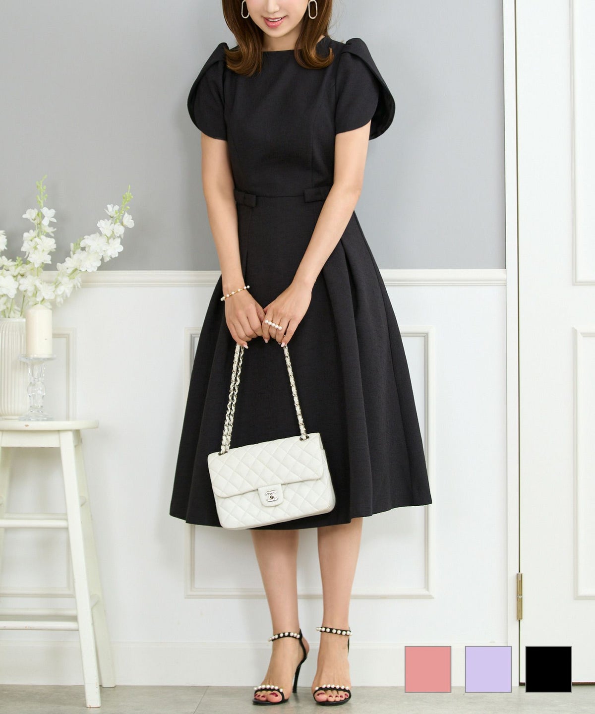 エアリーツイード チューリップ スリーブ ワンピース Prima Scherrer