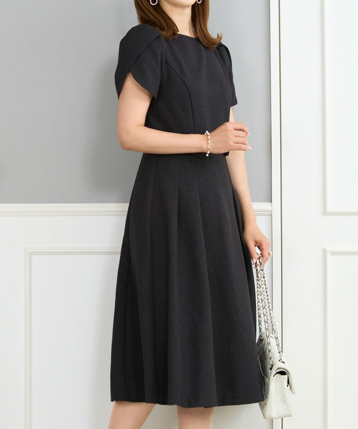 ワンピース レディース ファッション 上品 かわいい きれいめ 大人 半袖 フィット&フレア 半袖 オフィス パーティ ディナー ドレス ジョイントスペース